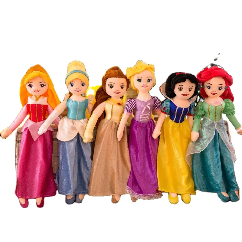 55&65cm Sofia Princess Rapunzel Tangled Snow White Aurora Cinderella Ariel The Little Mermaid Belle Girls Toys Plush Doll