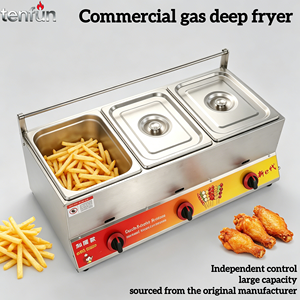 <span class=keywords><strong>Friteuse</strong></span> professionnelle à gaz en acier inoxydable à poser sur comptoir, 3 bacs, GPL/GNL, pour poulet frit, frites, camions de restauration, pot de friture à huile - Product Image 1