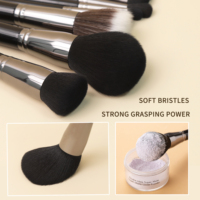 Ensemble de pinceaux de maquillage professionnels EMF de haute qualité, 15 pièces, manche en bois vegan noir, étui avec correcteur, logo personnalisé, luxe