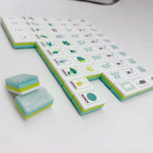 Juego de 160 Fichas de Mahjong Americanas de Lujo, Grabadas con Diseño de Canto de Pájaros, en Verde Magenta, para Juegos Sociales Animados - Product Image 3