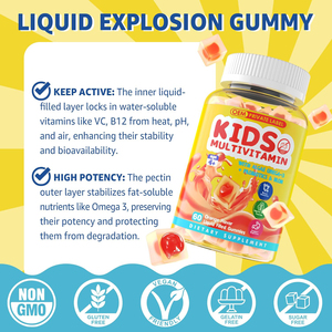 OEM Kids Multivitamin Gummies Kids Daily Vitamins Gummies con hierro Probióticos Algas Omega 3 EPA DHA Metil B12 Zinc Biotina - Product Image 5