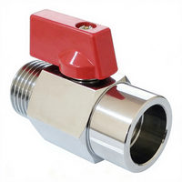 Mini-vanne à boisseau sphérique manuelle DD1040 pour eau, connexion OEM BSP 1/2 po, poignée courte rouge