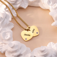 Collier personnalisé DIY pour femme en acier inoxydable avec pendentif motif cœur et chaîne à maillons, idéal pour fête, pierre de naissance, cadeau de Thanksgiving - Dropshipping