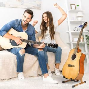 Soporte de guitarra de madera maciza, soporte vertical plegable con forma de A para guitarra acústica, clásica, eléctrica y bajo. - Product Image 1