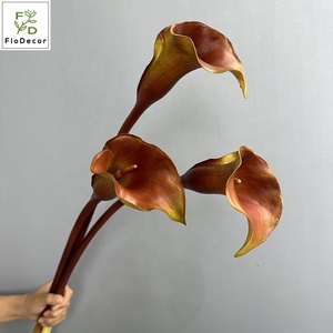 Flor de Lirio de Cala Artificial de Alta Calidad de 75 cm, de PU, Tacto Real, Color Blanco Borgoña, para Decoración de Bodas, Sala de Estar, Mesa del Hogar - Product Image 5