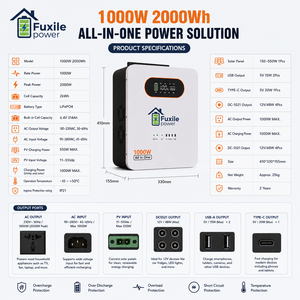 Stazione LiFePO4 All-in-<span class=keywords><strong>One</strong></span> 1000W 2000Wh con Ricarica <span class=keywords><strong>PV</strong></span> Massima 550W, Protezione IP21, Porte Multiple, Ricarica AC Massima 1000W, Backup Domestico e per Auto (AU) - Product Image 3