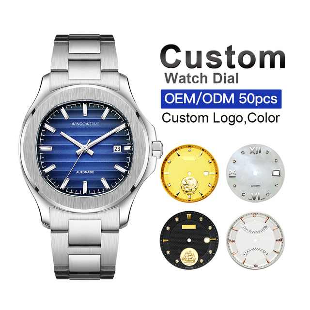 Automatic Mechanical Men's Watch Stainless Steel Power Reserve 5BAR Water Resistance Custom Private Label Brand High Quality OEM