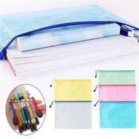 A3/A4/A5 Mesh Zipper Pouch Document Bag Waterproof Zip File Folders School Office Supplies Pencil Case 1 PC Cosmetic Makeup Bags
