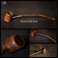 Louche à eau en racine de bambou, diamètre 6 cm, hauteur 7 cm, longueur totale 38 cm, accessoire pour cérémonie du thé