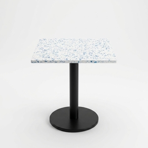 Table basse carrée moderne en marbre avec base en métal noir, design minimaliste, meubles de salon - Product Image 1