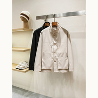 Giacca da Uomo con Colletto Rialzato, Antipiega, Multitasche, Stile Safari, Old Money, Business Casual, Capospalla Autunnale