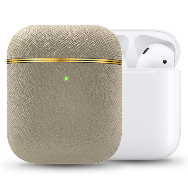 Hot Sales  Retro Premium Saffiano Leather Shock-proof Rechargeable Wireless Earphone case