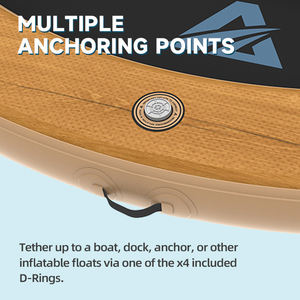 Plateforme flottante <span class=keywords><strong>gonflable</strong></span> OEM 10'x8' en PVC Drop Stitch 1,2 mm effet bois avec 4 anneaux en D, transat aquatique certifié CE EN ISO, personnalisable - Product Image 5