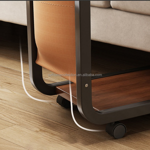 Syt phòng khách sang trọng Đồ nội thất bàn cà phê gỗ nhỏ với khung kim loại cho mục nhập như một bàn điều khiển bên sofa - Product Image 6