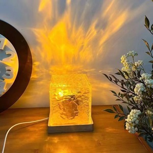 Water Ripple Cube Night <b>Light</b> Rotating Water Wave Night <b>Lights</b> Remote Control 16 Colors Crystal LED Table Lamp for Bedside - Product Image 1