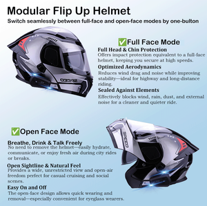 Casco Moto Modulare Flip-up DOT 2025 di Alta Qualità con Bluetooth per Corse Motociclistiche - Product Image 5