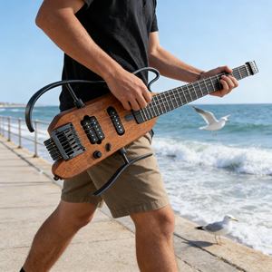 NOUVELLE CONCEPTION Ensemble de guitare électrique sans tête 6 cordes de haute qualité pour les <span class=keywords><strong>cours</strong></span> de guitare pour débutants - Product Image 1