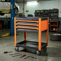 Chariot à outils à 3 tiroirs robuste avec étagère à 2 niveaux, chariot à outils roulant pour garage, atelier, réparation automobile
