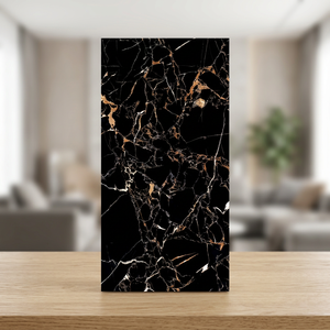 Black Portoro High Gloss Polished Glazed Porcelain Tiles 600x1200mm Luxury Marble Look Floor <b>Wall</b> Tile - Product Image 1