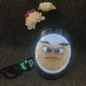 Máscara Facial Inteligente LED Técnica <span class=keywords><strong>2023</strong></span>, <span class=keywords><strong>Disfraz</strong></span> para Fiesta de Halloween, Programable por Aplicación, Colores Completos, Recargable, Batería de 2000 mAh, 12 h - Product Image 3