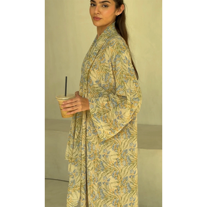 Cardigan élégant en mousseline de soie style ouvert, Kaftan Dubaï pour le printemps et les tenues décontractées, Kimono Abaya imprimé - Product Image 1