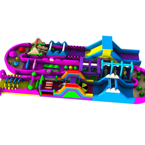 Structure gonflable géante combinée avec toboggan et trampoline extérieur pour divertissement et course - Product Image 1