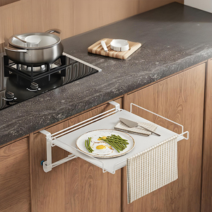 Moderno Estante <span class=keywords><strong>Auxiliar</strong></span> Extensible para Puerta de Armario de <span class=keywords><strong>Cocina</strong></span>, de Acero Inoxidable, Plegable, Ajustable, para Almacenamiento de Especias - Product Image 2