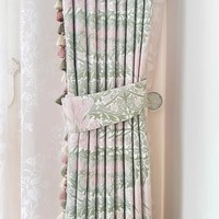 Rideaux occultants jacquard floraux en tissu polyester soyeux sur mesure pour fenêtres baies pleine hauteur avec trous pré-perforés