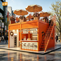 Café modulaire à deux étages en conteneur, magasin de vente au détail mobile avec terrasse, enseigne personnalisée, bar de vente au détail portable, maison écologique