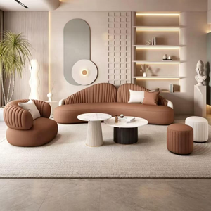 Juego de Sofá Cama de Tela con Esquinas Cuadradas de Estilo Minimalista Italiano, Diseño Moderno Inspirado en Wabi-Sabi, Patas de Madera, Ecológico, para Apartamentos - Product Image 1