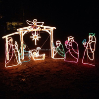 Luminária iluminada ao ar livre, conjuntos de natividade, luz de natal religiosa exibe silhuetas 2d de férias