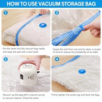 Sacs sous vide Y-2026 Nouveau Design, Lot de 15 avec Pompe Électrique, Sacs de Compression Étanche pour Vêtements et Literie