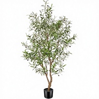 FEELEAD Arbre d'olivier artificiel réglable de 2,1 m en soie, en pot, avec branches d'olivier naturelles et feuilles réalistes pour la décoration intérieure de la maison et du bureau