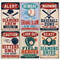 Letrero Metálico Vintage de Béisbol, Letrero Rústico de Metal, Decoración de Pared para Bar o Sala Deportiva, Letrero Metálico Personalizado