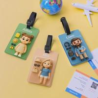 Étiquette de voyage de dessin animé personnalisé valises et étiquettes de bagages étiquette de bagage en caoutchouc PVC et silicone