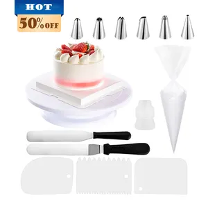 Kit d'outils de décoration de gâteaux rotatifs, ensemble d'accessoires pour pâtisserie, avec support, grill, 10 à 63 pièces
