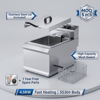 Friteuse électrique professionnelle SURRI en acier inoxydable L-903 4,5 kW haute puissance, friteuse de comptoir avec couvercle et panier, certifiée CE, garantie 1 an