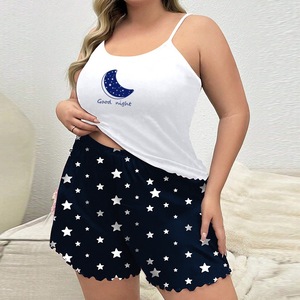 <span class=keywords><strong>Pigiama</strong></span> <span class=keywords><strong>Estivo</strong></span> <span class=keywords><strong>Taglie</strong></span> <span class=keywords><strong>Forti</strong></span> Elegante in Maglia, Set Donna con Top Senza Maniche e Pantaloncini, Morbido Traspirante Sexy per Casa e Notte - Product Image 2