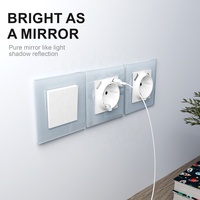 Prise murale allemande Schuko avec double ports USB, cadre en verre brillant de qualité européenne, matériau en cuivre ignifuge PC, 86*86