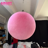 Boule suspendue en peluche rose pour la décoration d'événements de mariage, boule gonflable pour décoration suspendue, boule suspendue pour accessoires de scène