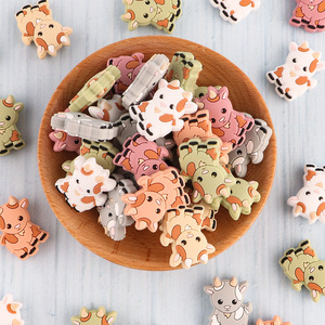 Bebé recién nacido silicona Yak Animal cuentas PVC dibujos animados vaca foco dentición cuentas DIY chupete cadena accesorios para la fabricación de joyas - Product Image 4