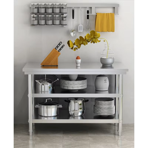 Espacio higiénico duradero que utiliza mesa de trabajo de cocina de tres niveles de acero inoxidable para cocinas comerciales e instituciones - Product Image 2