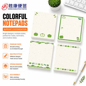 Blocs de Notas con Diseño de Manzanas Coloridas Impresos Personalizados, Notas Adhesivas de Papel Premium, Bloc de Notas Decorativo para Oficina, Escuela y Papelería - Product Image 1
