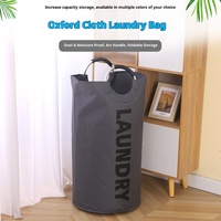 Sac à linge en tissu Oxford pliable 90L, panier de rangement avec poignée et anneau en aluminium pour salle de bain, vêtements sales, vente en gros