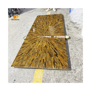 Piedra de <span class=keywords><strong>Ojo</strong></span> de Tigre <span class=keywords><strong>Dorado</strong></span> Natural con Forma Reflexiva Personalizada, Losa Rectangular para Mesa o Encimera - Product Image 1