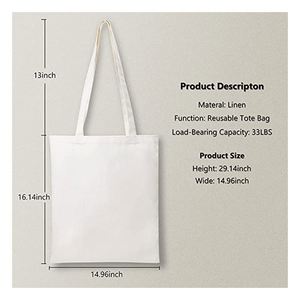 Sac fourre-tout en toile personnalisé avec logo, grande capacité, épais, réutilisable, poignée renforcée, sac de shopping en toile avec poignée robuste, DIY - Product Image 5