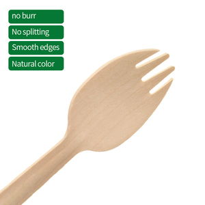 Fourchette et cuillère jetables en <span class=keywords><strong>bois</strong></span> dégradable écologique de 160mm - Product Image 3