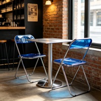 Ensemble de meubles de café, table de restaurant, table en acier inoxydable industrielle gain de place pour l'intérieur des cafés, cadre antirouille