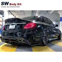 Diffuseur arrière en fibre de carbone pour Mercedes-Benz Classe C W205 C63 4 portes 2015, lèvre de diffuseur d'échappement arrière, garniture de protection