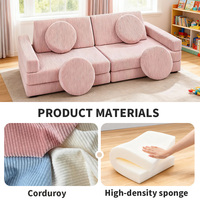 Canapé modulaire pour enfants en forme de voiture, 10 pièces, mousse haute densité, velours côtelé, canapé pliable pour chambre à coucher, salon